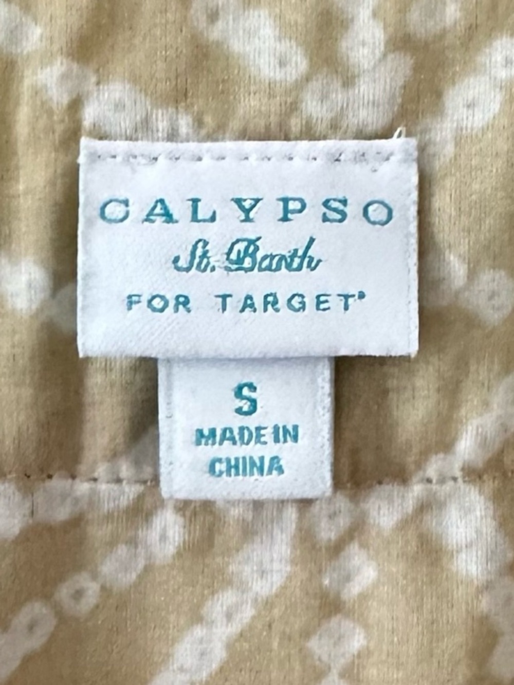 NEW Calypso St. Barth Light Tan and White Print V-Neck 3/4 Sleeve Tunic Top - Picture 5 of 8